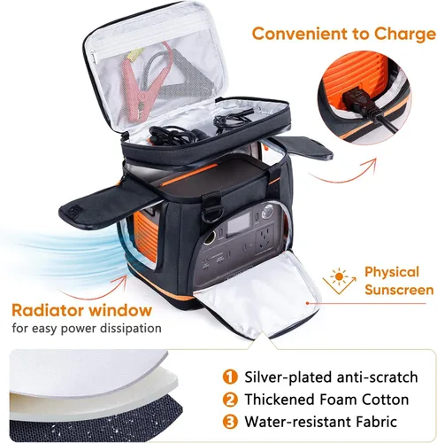 Miniatura 4 de Bolsa de transporte de doble capa para Jackery Explorer 300/240/160 – Bolsa de almacenamiento portátil para estación de energía con fondo moldeado