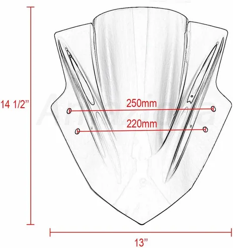 Miniatura 7 de Amazicha Parabrisas para Kawasaki Ninja 300 EX300R EX300 2013 2014 2015 2016 2017 (negro) pantalla deflector de viento de doble burbuja