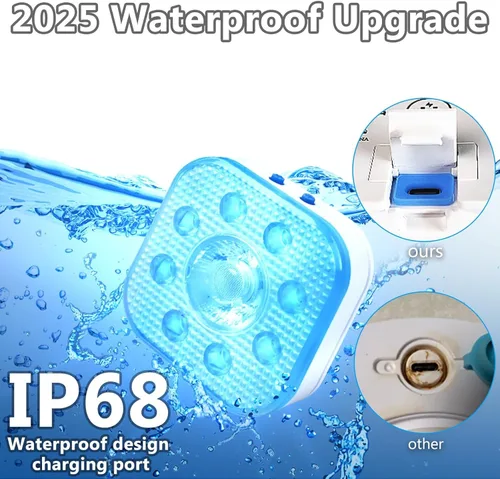 Miniatura 4 de HL Luces de piscina con control remoto, luz LED sumergible con foco, luz flotante recargable RGB, lámpara subacuática impermeable para piscina sobre