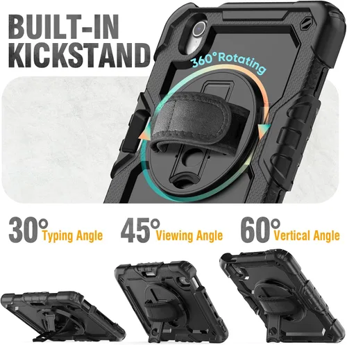 Miniatura 5 de HXCASEAC Funda para iPad mini 7 (A17 Pro)/iPad mini 6 de 8.3 pulgadas, protección de cuerpo completo con correa de transporte, correa de mano