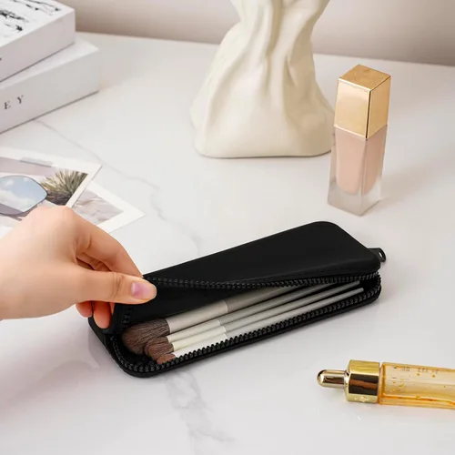 Miniatura 2 de Soporte para brochas de maquillaje de silicona, bolsa de maquillaje de viaje, organizador de brochas portátil suave, artículos esenciales de viaje