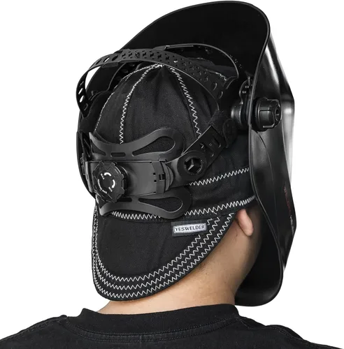 Miniatura 4 de YESWELDER Gorra de soldadura, Negro 7-5/8", Gorra protectora reversible resistente al calor para soldadores