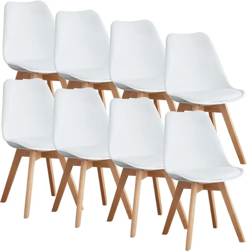 Miniatura 11 de OLIXIS Juego de 4 sillas de comedor de cocina modernas de mediados de siglo con patas de madera y cojín de cuero PU para sala de estar, dormitorio