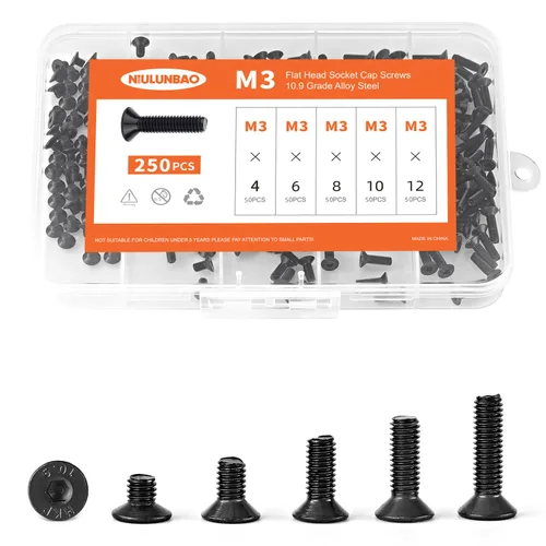Miniatura 12 de Tornillos avellanados de cabeza plana M6 x 0.787 in, 0.984 in, 1.181 in, 1.378 in, 1.575 in, tornillos avellanados, acero de aleación de grado 10.9