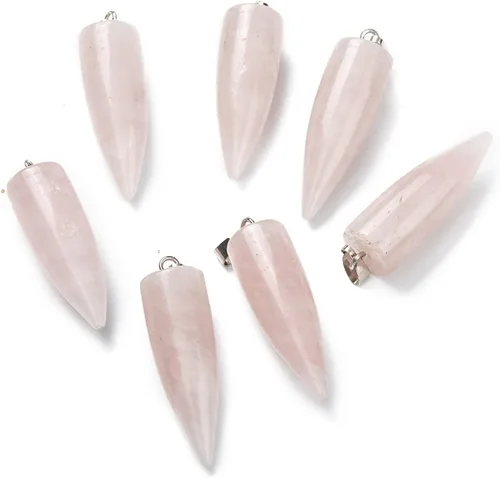 Miniatura 17 de Colgantes de piedras preciosas naturales en forma de bala, hallazgos de latón de platino, colgantes de chakras puntiagudos, encanto de piedra