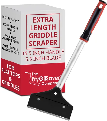 Raspador de Parrilla Plana de 15.5" de Largo, Herramienta para Plancha por FryOilSaver Co., Raspador de Cocina con Cuchilla Reemplazable de 5.5"