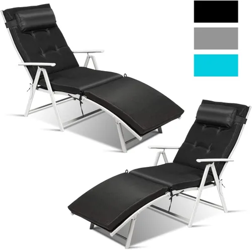 Miniatura 3 de COSTWAY 2 sillas reclinables plegables para exteriores, ligeras y ajustables de 7 engranajes, con almohada para el cuello, sin montaje, ideal