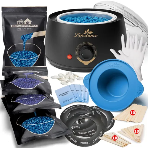 Miniatura 9 de Lifestance Kit de depilación para mujeres y hombres - Calentador digital L3 Amethyst Trace, forro de silicona para recipiente de cera, depilación