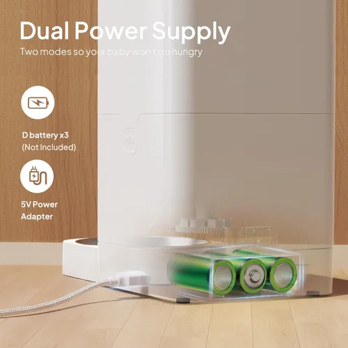 Miniatura 5 de VOLUAS Comederos automáticos para gatos, comedero cronometrado para mascotas para gatos y perros con dispensador de alimentos secos, bolsa blanco
