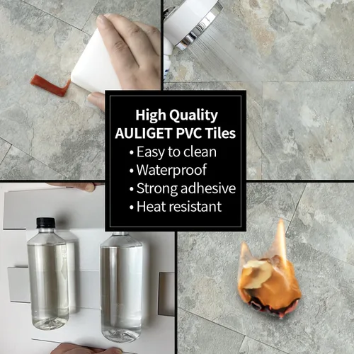Miniatura 6 de AULIGET 2 piezas de azulejos de pared para salpicaduras de cocina, 6 x 12 pulgadas, pizarra gris y beige de PVC de piedra sintética