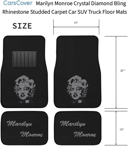 Miniatura 6 de Marilyn Monroe Crystal Diamond Bling tapete para piso de auto de estrás para SUV Camión 4 unidades.
