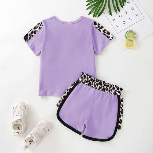 Miniatura 35 de Ropa de verano para niña, camiseta de manga corta para bebé, pantalones cortos, estampado de leopardo, camuflaje, de 18 meses a 6 años