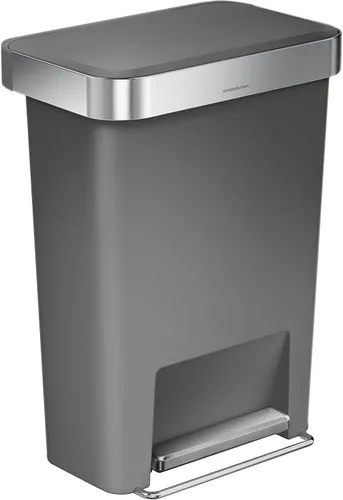Miniatura 10 de Simplehuman Bote de basura con pedal híbrido, de 45 litros / 12 galones, rectangular para cocina, con base ancha y estable con pedal de acero
