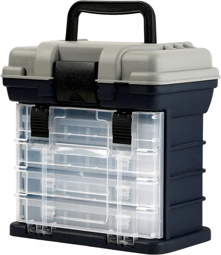 Miniatura 2 de KINJOEK Kit de caja de aparejos de pesca, caja de accesorios de pesca portátil de 4 capas, almacenamiento de aparejos de pesca para agua dulce