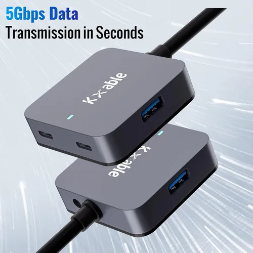 Miniatura 3 de Cable de extensión USB mejorado de 15 pies con 4 puertos (2 A + 2 C), cable extensor USB 3.0 tipo A, hub divisor Y, macho tipo A a hembra + cable
