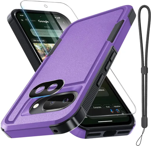 Miniatura 41 de Funda para Google Pixel 10 Pro XL con correa para la muñeca + protector de pantalla de vidrio templado + cubierta para lente de cámara, cuerpo Verde