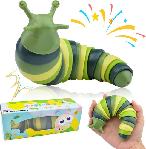 Miniatura 13 de Cevioce Juguete Fidget de Babosa, Juguete Sensorial Fidget de Babosa para Niños y Adultos, 2 Piezas de Lindos Juguetes Sensoriales Articulados en 3D