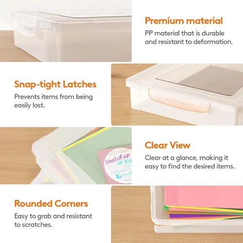 Miniatura 3 de Lifewit Paquete de 2 organizadores de papel, 12.6 x 9.1 in/12 x 9 pulgadas, caja de archivos de plástico multiusos con tapas de cierre, contenedores
