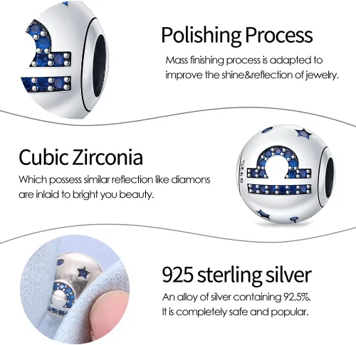 Miniatura 64 de Pandach 12 dijes de cumpleaños con signo del zodiaco de plata de ley 925 con piedra natal para mujer, pulsera, collar, pulsera, regalo para mujeres