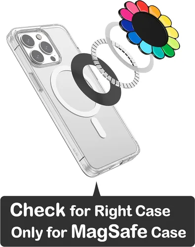 Miniatura 5 de metisinno Base magnética compatible con agarres de teléfono PopSocket y fundas MagSafe para iPhone, multicolor arcoíris