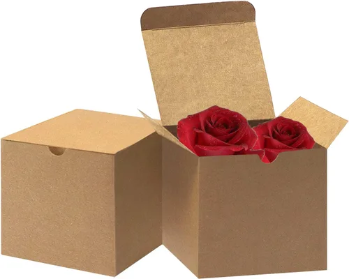 Miniatura 9 de Bonfasvo Cajas de regalo, paquete de 30 cajas de papel kraft plegables de 4 x 4 x 4 pulgadas, cajas de papel kraft plegables para damas de honor
