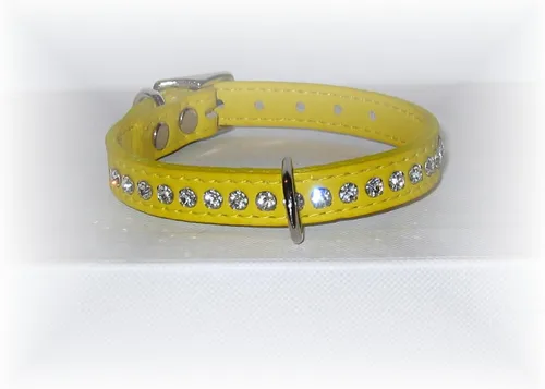 Miniatura 33 de Collar de perro de cuero y cristales de OmniPet Signature, cuero de grano de violeta africana de avestruz, se ajusta a un tamaño de cuello de 6"-8