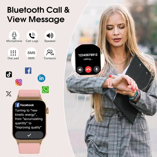 Miniatura 2 de STECEi Reloj inteligente para hombres y mujeres, llamada Bluetooth, pantalla HD de 1.85 pulgadas con monitor de frecuencia cardíaca/sueño, más