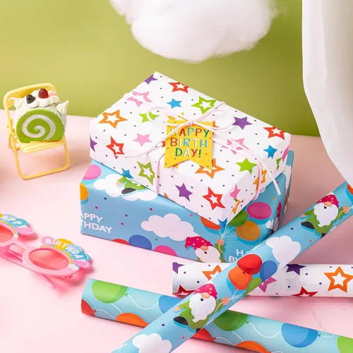 Miniatura 4 de RUSPEPA Rollos de papel de regalo de estraza, mini rollo, para cumpleaños, fiestas, vacaciones, 17 pulgadas x 10 pies por rollo, total de 3 rollos