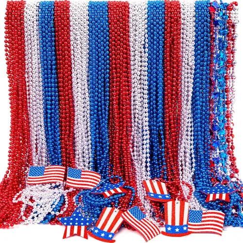 Miniatura 11 de 36 collares del 4/4 de julio: accesorios patrióticos a granel para fiestas del Día de los Caídos, decoraciones de decoración, sombreros de estrella