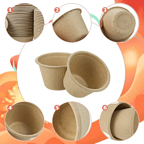 Miniatura 4 de 200 cuencos de papel biodegradables naturales de caña de azúcar de 4 onzas, cuencos de papel compostables para ensalada, sopa caliente, pasta