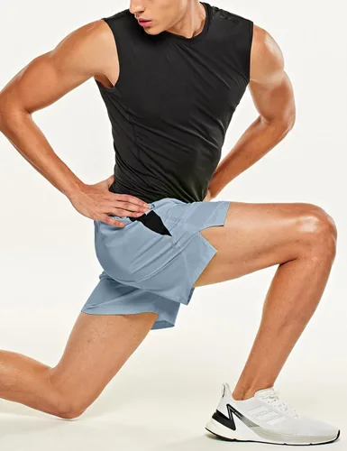 Miniatura 5 de TSLA Men's Active Running Shorts, Training Exercise Workout Shorts, Quick Dry Gym Athletic Performance Shorts with Pockets