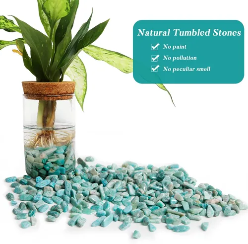 Miniatura 4 de QICQDRAM - Cristales naturales verdes de amazonita en volumen 0,9 lb/405g, piedras decorativas pequeñas en trozos para decoración del hogar y tanque