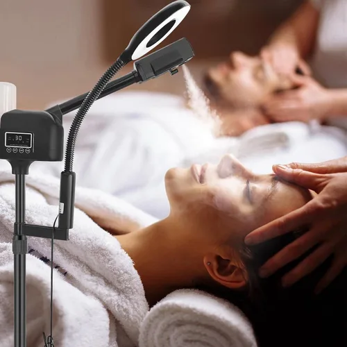 Miniatura 9 de Vaporizador facial profesional 2 en 1 para cara, lámpara de aumento LED 5X, vaporizador facial de ozono caliente para esteticista belleza,