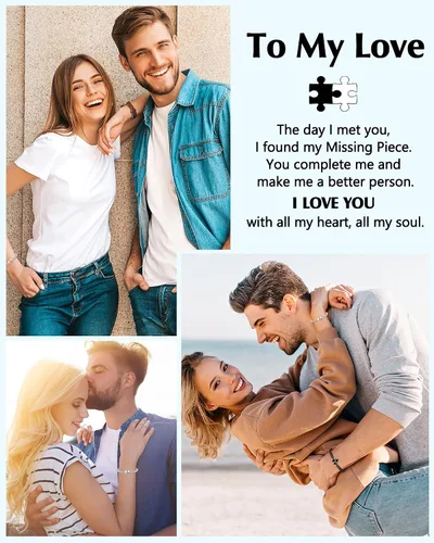 Miniatura 6 de UNGENT THEM You Are My Missing Piece of The Puzzle – Pulseras para parejas, aniversario, Navidad, I Love You Sweetest Día de San Valentín, regalos