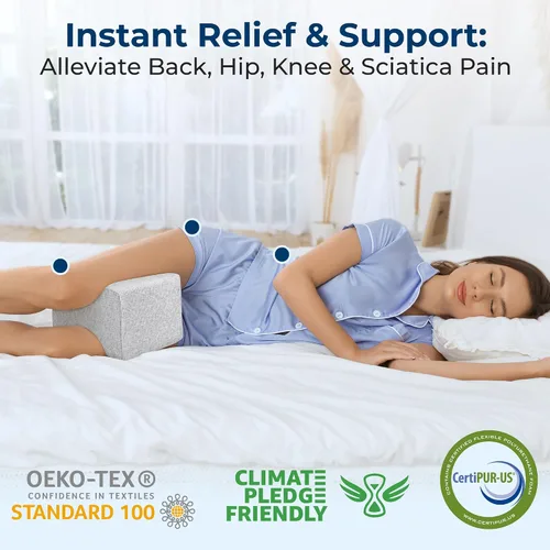 Miniatura 7 de 5 STARS UNITED Almohada de rodilla para personas que duermen de lado, cojín de media luna para cama, alivio del dolor de cadera, cojín de espuma