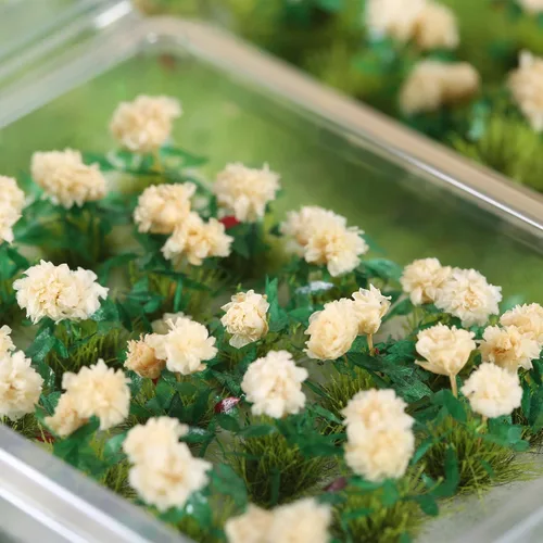 Miniatura 7 de Yetaha 40 unidades de racimos de flores, grupos de vegetación, mechones de hierba, modelo estático premium hecho a mano, arbustos en miniatura