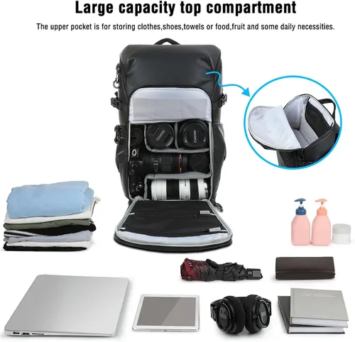 Miniatura 3 de MOSISO Mochila para cámara DSLR/SLR/SLR/sin espejo con panel trasero transpirable, mochila de viaje para fotografía con compartimento para laptop