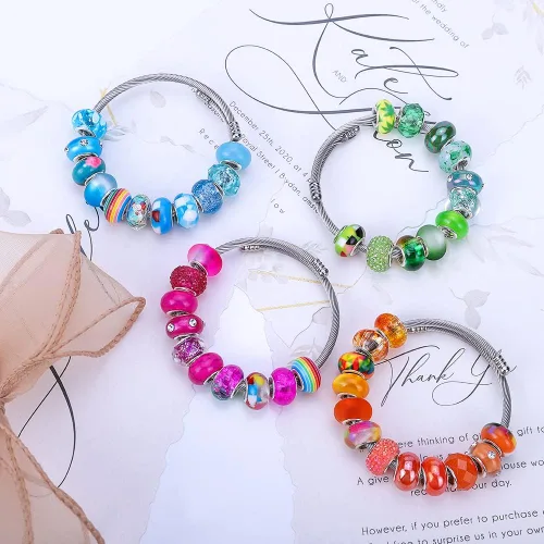 Miniatura 3 de Espaciador de agujeros grandes europeos con cuentas de hadas con diamantes de imitación para manualidades, pulseras y bisutería