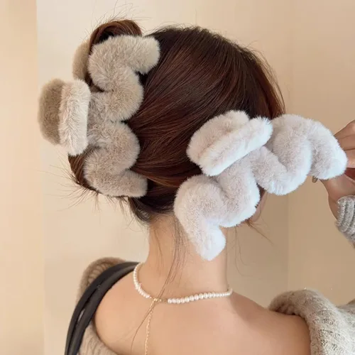 Miniatura 8 de Lindas pinzas de pelo para cabello rizado, elegante y esponjoso, pelo sintético, clip grande para cabello fino y largo, antideslizante, para mujeres