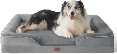 Bedsure Cama ortopédica XL para perros extragrandes, cama lavable para perros y gatos, impermeable, cómodo sofá para perros con funda extraíble Gris