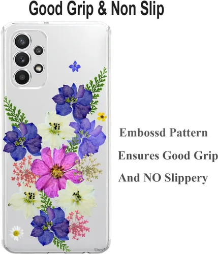 Miniatura 5 de Unov Funda diseñada para Galaxy A32 5G, funda transparente con [patrón antideslizante en relieve], protección delgada a prueba de golpes
