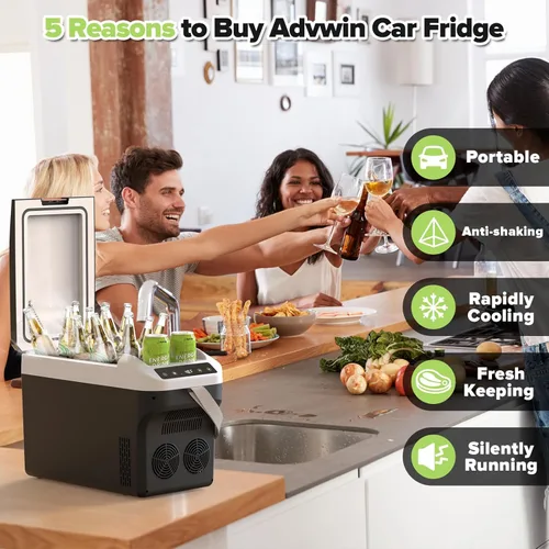 Miniatura 5 de advwin Refrigerador de 12 voltios para automóvil de 23 cuartos (22L), enfriador/calentador eléctrico, enfriador de automóvil enchufable con cable