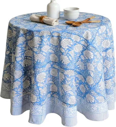 Miniatura 54 de ATOSII Mantel 100% algodón, Amara, floral, hecho a mano, rectangular, de lino, para cocina, comedor, fiestas, bodas, exteriores, picnics, Pascua