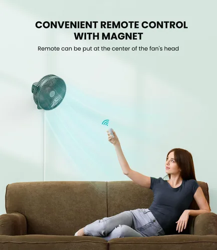 Miniatura 5 de LEMOISTAR Ventilador de pared de 10 pulgadas con control remoto, oscilación de 90°, 4 velocidades, 4 temporizadores, inclinación ajustable, cable
