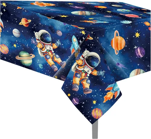 Miniatura 30 de 1 paquete de mantel de plástico con diseño de bandera americana del 4 de julio para fiesta, 54 x 87 pulgadas de largo, mantel rectangular para bufé