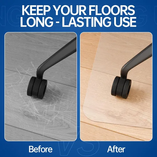 Miniatura 5 de Tapete para silla para suelos duros, 48" x 30", tapete de oficina para sillas con ruedas, tapete de plástico transparente para silla de escritorio
