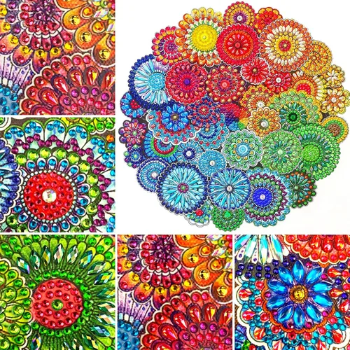 Miniatura 3 de Hibah Pintura de Diamantes DIY 5D Forma Especial Rhinestone, Flor Mandala, Conjunto de Pintura de Diamantes Mandala de Cristal Parcial Mandala 3