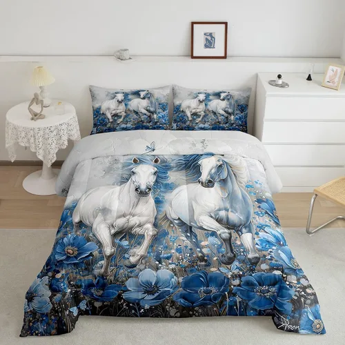 Miniatura 9 de Erosebridal Juego de ropa de cama de oso marrón, juego de edredón de animales de safari en el bosque, acuarela con relleno de edredón de vida