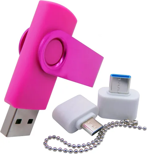 Memorias USB de 4 GB Memory Sticks Pulgar Drive Pen Jumpdrive U Disk con adaptador tipo C/OTG para alumnos y estudiantes (rosa)
