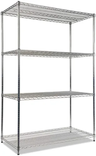 Miniatura 15 de Alera ALE Industrial - Kit de inicio de estantería de alambre resistente, 4 estantes, 48 pulgadas de ancho x 18 pulgadas de profundidad x 72 plateado